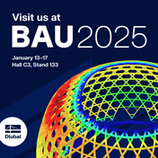 宣传图形，展示现代设计布局的BAU 2025活动品牌