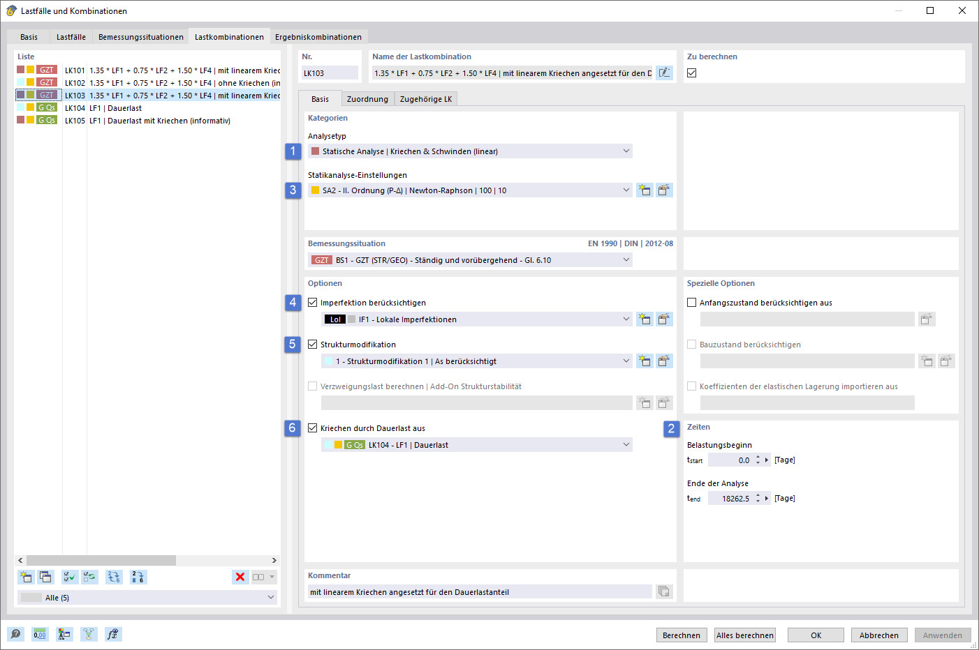 此图展示了根据 EC2 5.8.6 进行的非线性分析，考虑了混凝土缺陷、徐变、TIIO 和结构调整。