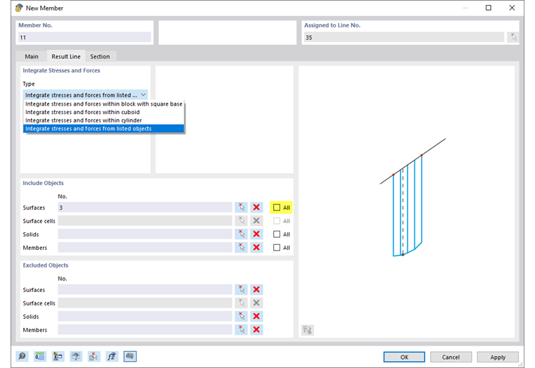 此界面提供定义“结果线”的选项。