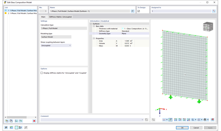 玻璃模型对话框 | 附加设置和详细玻璃参数