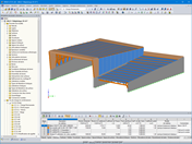RFEM 5 中详细的 3S 缆车起始站模型，展示结构构件