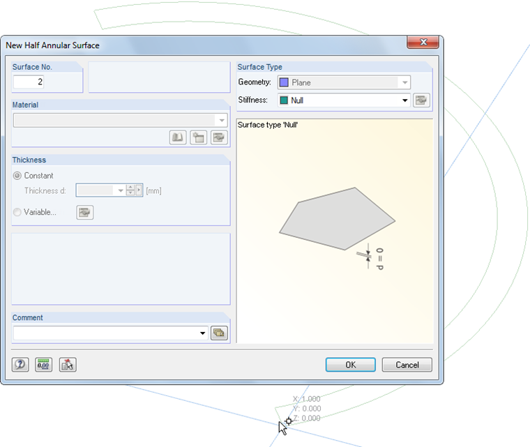 软件中用于图形化定义半圆环面的对话框。