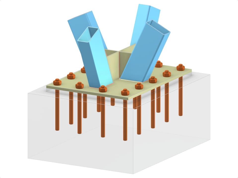 模型 005840 | 柱脚结合斜向四管柱