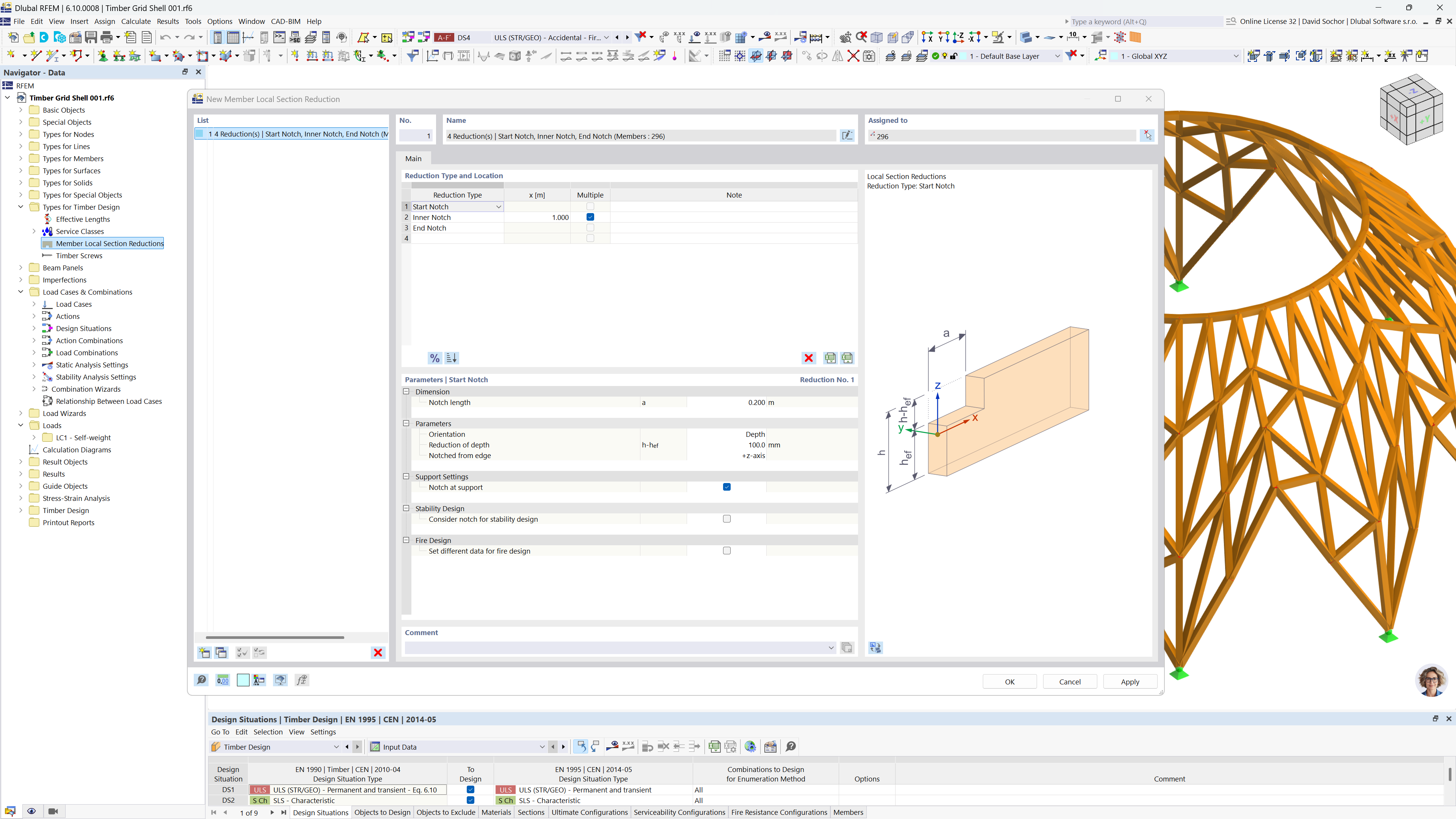 Timber Beam Design Add-on – Dialog Box for Timber Cross-Section Reduction