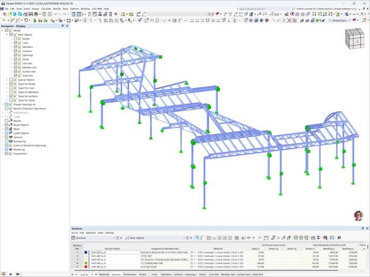 RFEM 6 模型展示布拉格 Černý Most 购物中心内通道屋顶的结构设计