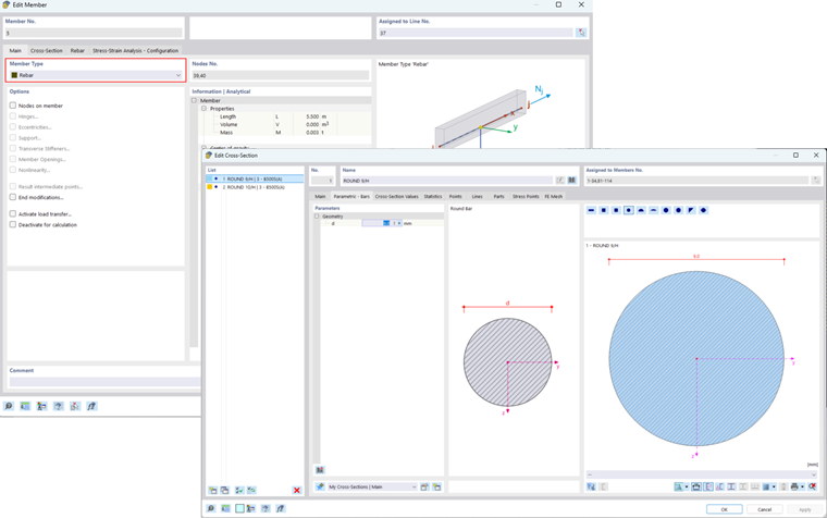 钢筋与圆形钢截面