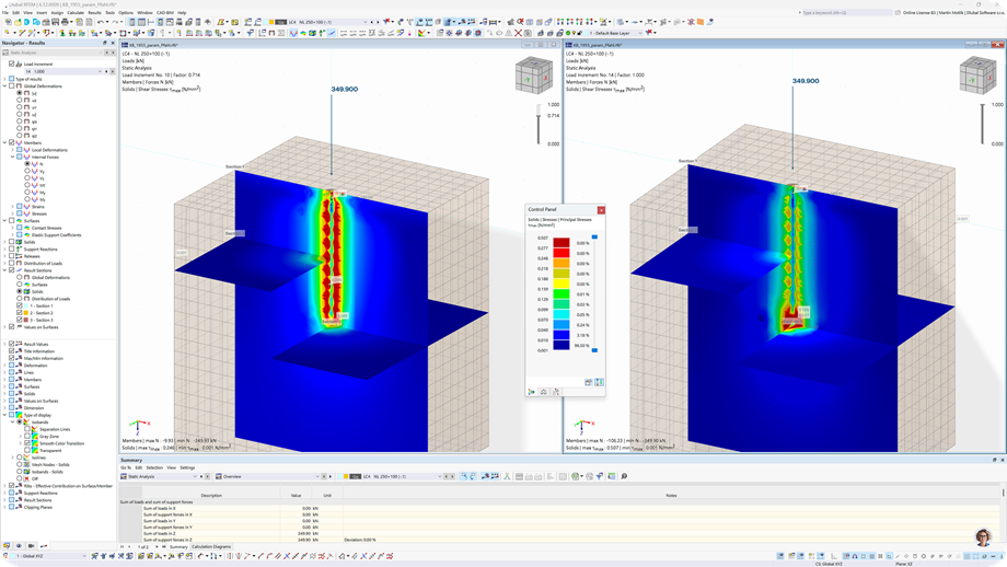 桩基轴向力结果和邻近土体的主剪应力。土基工程设计使用 Tschuchnigg 抗力法。