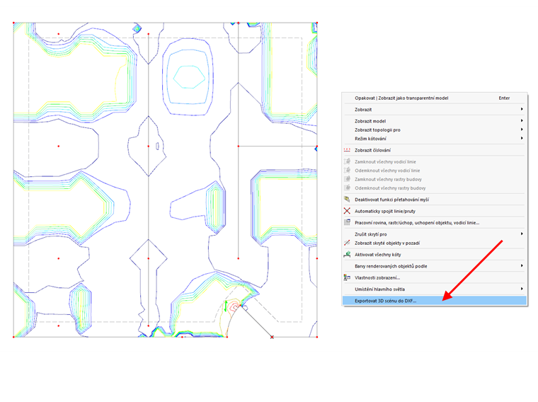 可以使用“导出 3D 场景为 DXF”工具导出表示所需配筋的等值线