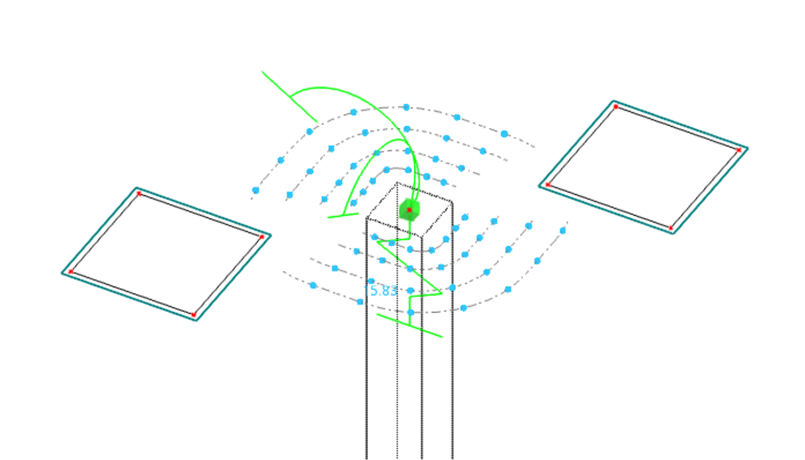 考虑两个开口的柱周临界冲切周长