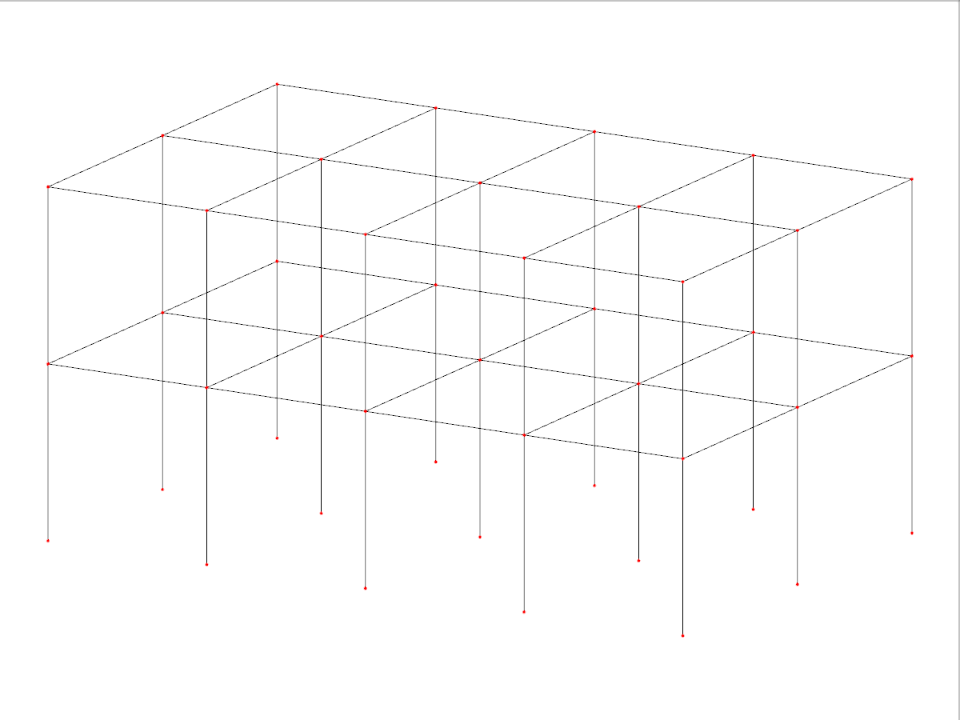 精细的3D网格，表示一个多层矩形结构，具有可变的开间和楼层。